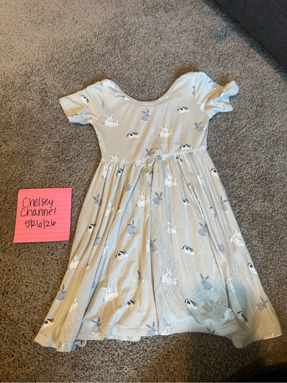 Kyte baby Bunny Print Kids Dress in Light Gray